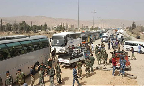 Los terroristas de Ahrar al Sham abandonan Harasta destino a Idlib